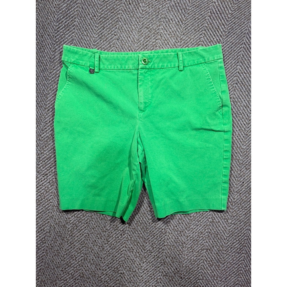 Lauren Ralph Lauren Shorts Womens 10P Green Cotton Petite Pockets Zip Fly